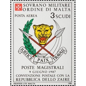 S.M.O.M. - 1988 - Posta Aerea: Convenzione postale con lo Zaire - 1 v.