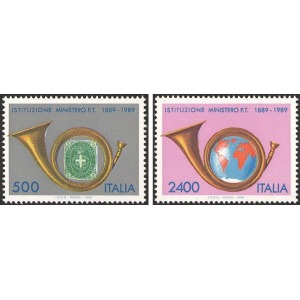 ITALIA - 1989 - 100° del Ministero delle Poste e Telecomunicazioni - 2 v.