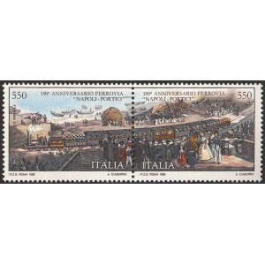ITALIA - 1989 - 150° della ferrovia Napoli-Portici - 2 v. in coppia