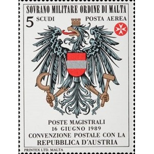 S.M.O.M. - 1989 - Posta Aerea: Convenzione postale con l'Austria - 1 v.