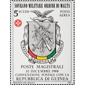 S.M.O.M. - 1989 - Posta Aerea: Convenzione postale con la Guinea - 1 v.