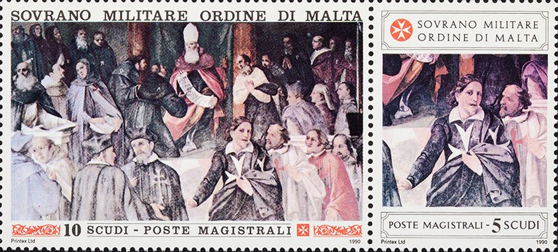 1990 Antiche Vestigia dell Ordine 2 v. in coppia S.M.O.M. SMOM S.M.O.M. - 1990 - Antiche Vestigia dell'Ordine - 1 MF da 12 coppie