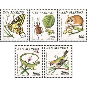 SAN MARINO - 1990 - Flora e fauna - 5 v.