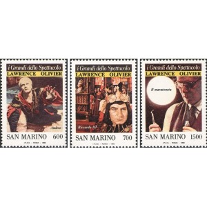 SAN MARINO - 1990 - I grandi dello spettacolo III serie, Lawrence Olivier - 3 v.