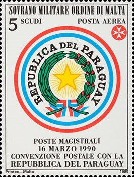 1990 Posta Aerea Convenzione postale con il Paraguay 1 v. S.M.O.M. SMOM S.M.O.M. - 1990 - Posta Aerea: Convenzione postale con il Paraguay - 1 v.