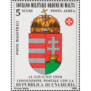 S.M.O.M. - 1990 - Posta Aerea: Convenzione postale con l'Ungheria - 1 v.
