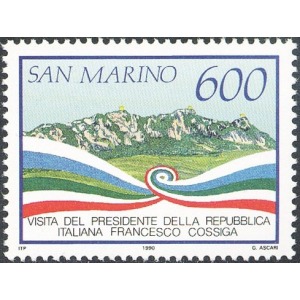 SAN MARINO - 1990 - Vista del Presidente Italiano Francesco Cossiga - 1 v.