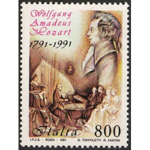 ITALIA - 1991 - 200° della morte di Wolfgang Amadeus Mozart - 1 v.