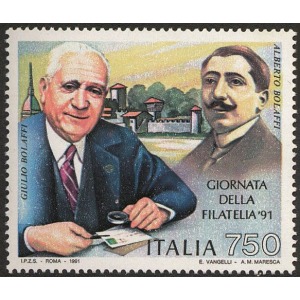 ITALIA - 1991 - Giornata della filatelia: Giulio e Alberto Bolaffi - 1 v.
