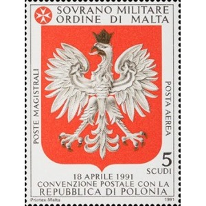 S.M.O.M. - 1991 - Posta Aerea: Convenzione postale con la Polonia - 1 v.
