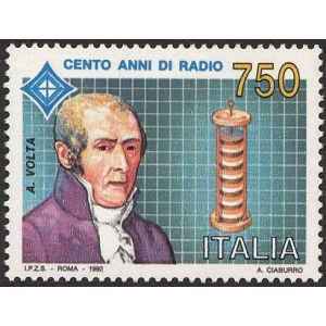 ITALIA - 1992 - 100° della Radio: Alessandro Volta - 1 v.