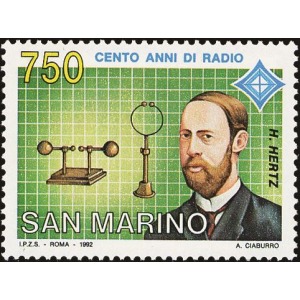 SAN MARINO - 1992 - 100° della Radio: Heinrich Rudolf Hertz - 1 v.
