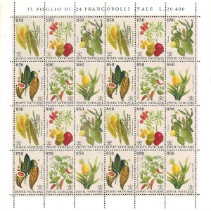 VATICANO - 1992 - Flora del nuovo mondo - 1 MF da 4 blocchi