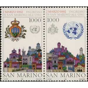 SAN MARINO - 1992 - Ingresso di San Marino all'ONU - 2 v. in coppia