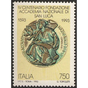 ITALIA - 1993 - 400° dell'accademia di San Luca - 1 v.