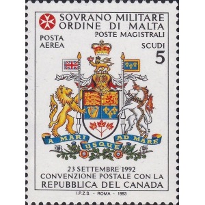 S.M.O.M. - 1993 - Posta Aerea: Convenzione postale con la Repubblica del Canada (errore) - 1 v.