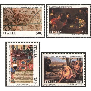 ITALIA - 1993 - Tesori dei musei ed archivi nazionali I serie - 4 v.