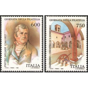 ITALIA - 1994 - Giornata della filatelia: Pietro Miliani e chiostro di San Domenico - 2 v.