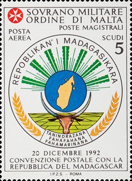 1994 Posta Aerea Convenzione postale con il Madagascar 1 v. S.M.O.M. SMOM S.M.O.M. - 1994 - Posta Aerea: Convenzione postale con il Madagascar - 1 v.