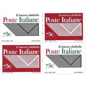 ITALIA - 1994 - VARIETÀ Istituzione dell'Ente Pubblico Economico Poste Italiane 750 L. - 4 v. in 2 coppie alternate