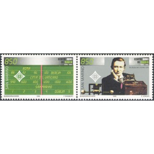 SAN MARINO - 1995 - 100° della Radio: Guglielmo Marconi - 2 v. in coppia (E.C. di San Marino con Italia, Vaticano, Germania, Irlanda)