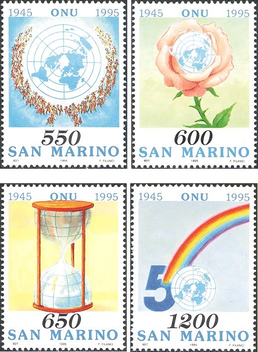 1995 50° dell ONU 4 v. San Marino SAN MARINO - 1995 - 50° dell'ONU - 4 v.