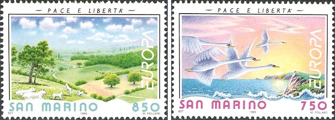 1995 Europa Pace e Liberta 2 v. San Marino SAN MARINO - 1995 - Europa: Pace e Libertà - 2 v.