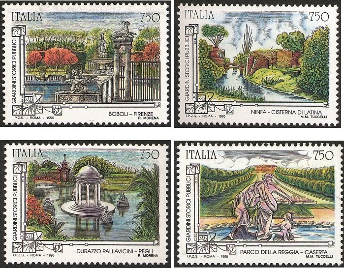 1995 Giardini storici pubblici 4 v. Italia ITALIA - 1995 - Giardini storici pubblici - 4 v.