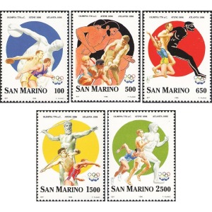 SAN MARINO - 1996 - 100° delle Olimpiadi moderne - 5 v.