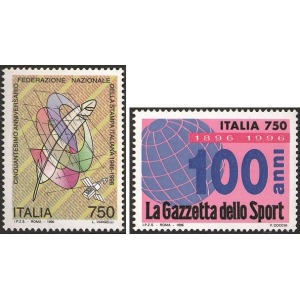 ITALIA - 1996 - 50° della Federazione Nazionale Stampa Italiana e 100° della Gazzetta dello Sport - 2 v.