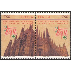 ITALIA - 1996 - Esposizione filatelica Italia '98 - 2 v. in coppia