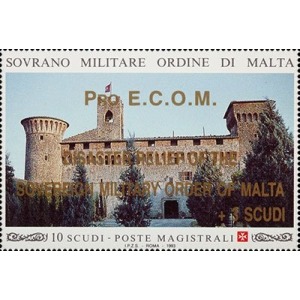 S.M.O.M. - 1996 - Francobollo n. 438 soprast. Pro E.C.O.M. - 1 v.