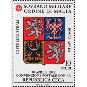 S.M.O.M. - 1996 - Posta Aerea: Convenzione postale con la Repubblica Ceca - 1 v.