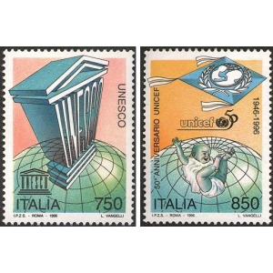 ITALIA - 1996 - UNESCO e 50° dell'UNICEF - 2 v.