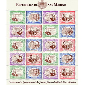 SAN MARINO - 1997 - 120° del primo francobollo di San Marino - 1 MF da 5 strisce