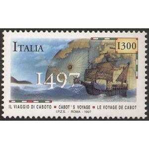 ITALIA - 1997 - 500° dello sbarco di Giovanni Caboto sulle coste canadesi - 1 v. (E.C. di Italia con Canada)