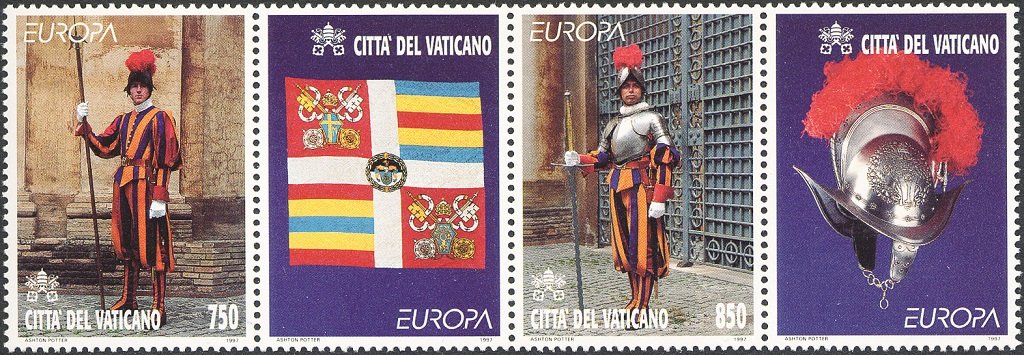 1997 Europa Storie e leggende 2 v. con 2 appendici in striscia Vaticano VATICANO - 1997 - Europa: Storie e leggende - 2 v. con 2 appendici in striscia