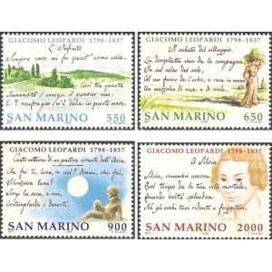 SAN MARINO - 1998 - 200° della nascita di Giacomo Leopardi - 4 v.