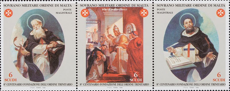 1998 800° dell Ordine Trinitario 3 v. in trittico S.M.O.M. SMOM S.M.O.M. - 1998 - 800° dell'Ordine Trinitario - 1 MF da 6 trittici
