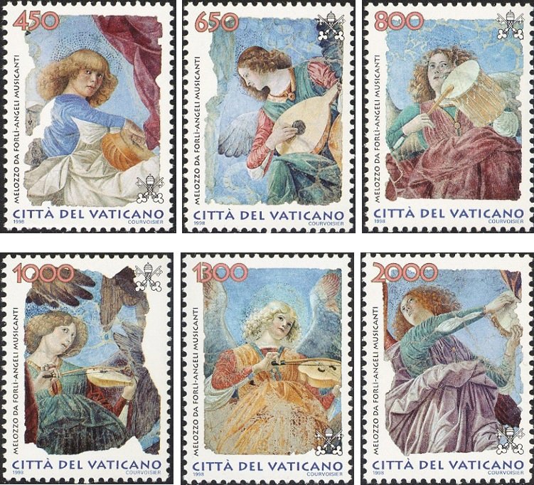 1998 Angeli musicanti decorazioni della Basilica S.S. Apostoli di Roma 6 v. Vaticano VATICANO - 1998 - Angeli musicanti, decorazioni della Basilica S.S. Apostoli di Roma - 6 v.