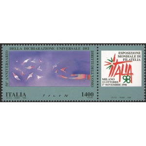 ITALIA - 1998 - Esposizione Italia '98: Giornata dei Diritti dell'Uomo - 1 v. con appendice (E.C. di Italia con ONU Ginevra)
