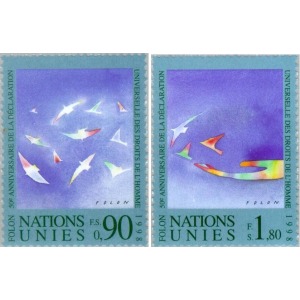 ONU GINEVRA - 1998 - Esposizione Italia '98: Giornata dei Diritti dell'Uomo - 2 v. (E.C. di ONU Ginevra con Italia)