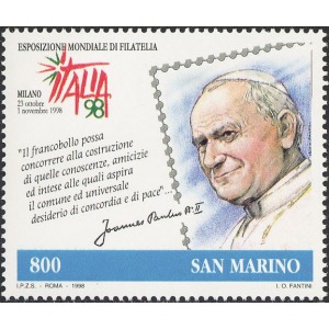SAN MARINO - 1998 - Esposizione Italia '98: Giornata del Francobollo e del Collezionismo - 1 v. (E.C. di San Marino con Italia, Vaticano)