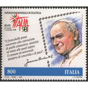 ITALIA - 1998 - Esposizione Italia '98: Giornata del Francobollo e del Collezionismo - 1 v. (E.C. di Italia con San Marino, Vaticano)