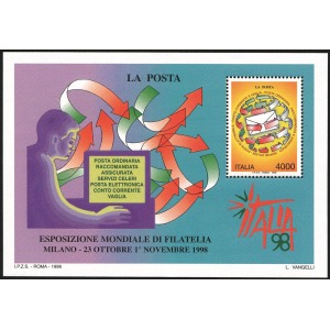 ITALIA - 1998 - Esposizione Italia '98: Giornata delle Poste - 1 BF