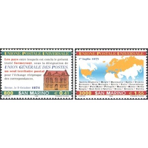 SAN MARINO - 1999 - 125° dell'Unione Postale Universale - 2 v.