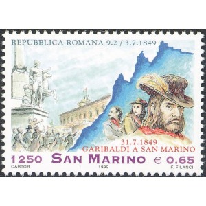 SAN MARINO - 1999 - 150° della Repubblica Romana e dello scampo di Giuseppe Garibaldi - 1 v.