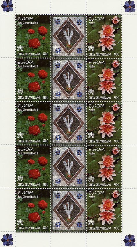 1999 Europa Riserve e parchi naturali 1 MF da 5 coppie con appendice Vaticano VATICANO - 1999 - Europa: Riserve e parchi naturali - 1 MF da 5 coppie con appendice