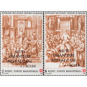 S.M.O.M. - 1999 - Francobolli n. 358/59 soprast. AIUTI UMANITARI NEI BALCANI - 2 v.