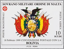 1999 Posta Aerea Convenzione postale con la Bolivia 1 v. S.M.O.M. SMOM S.M.O.M. - 1999 - Posta Aerea: Convenzione postale con la Bolivia - 1 v.